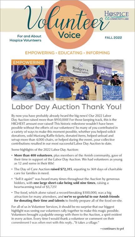 Cover of the fall 2022 issue of the Volunteer Voice newsletter